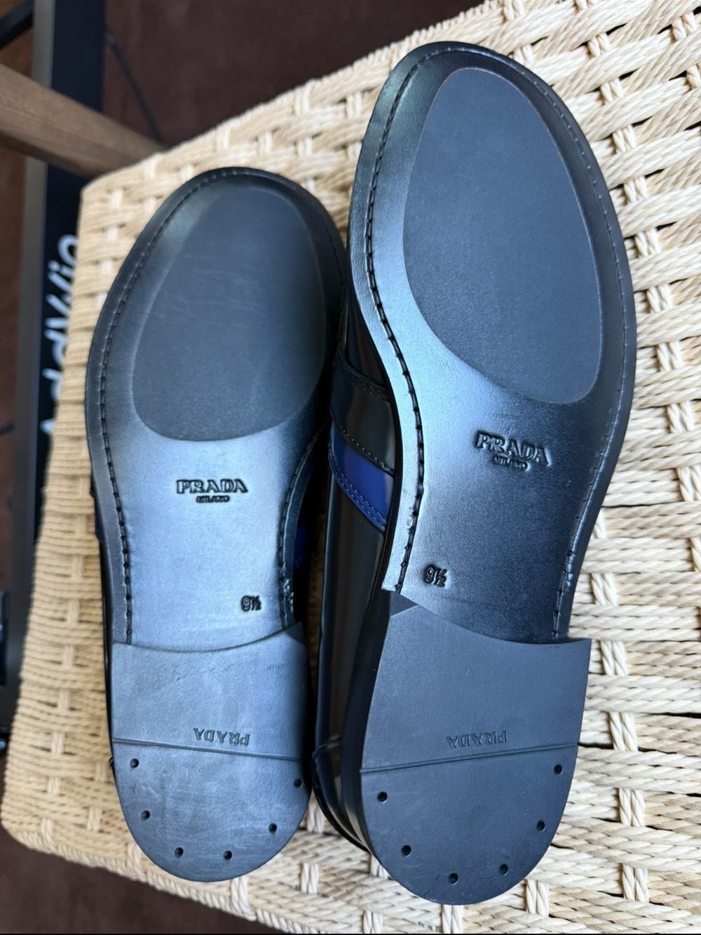 AUTH LUXURY PRADA PENNY LOAFER SHOES 2DG100 BLACK LEATHER US 9.5 - Picture 8 of 9